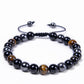 Natural Tiger Eye Hematite Bracelet Adjustable Braided Rope Natural Stone Beads Bracelet Charm